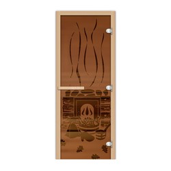 Дверь стеклянная FireWay 1,9х0,7 Банька бронза матовая